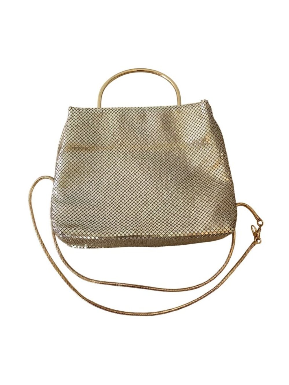 Vintage Ester & Lilly Gold Mesh Evening Bag Metal Handles Detachable Strap